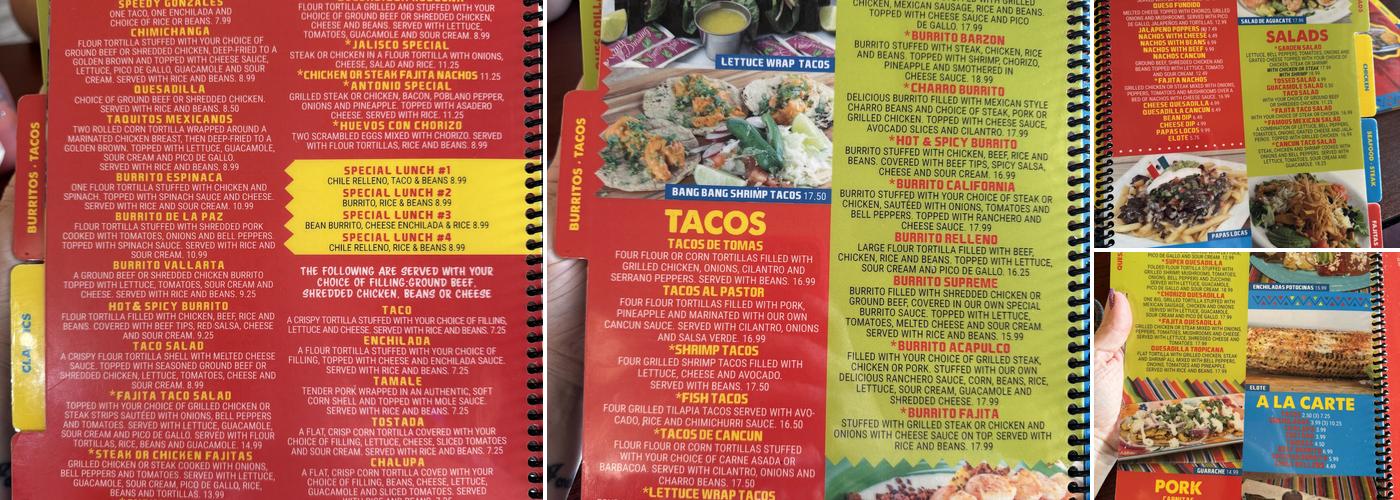 Cancun Mexican Bar And Grill Menu