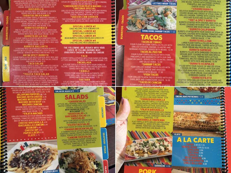 Cancun Mexican Bar And Grill Menu
