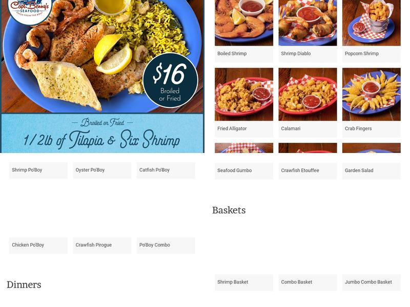 Capt. Benny's Menu