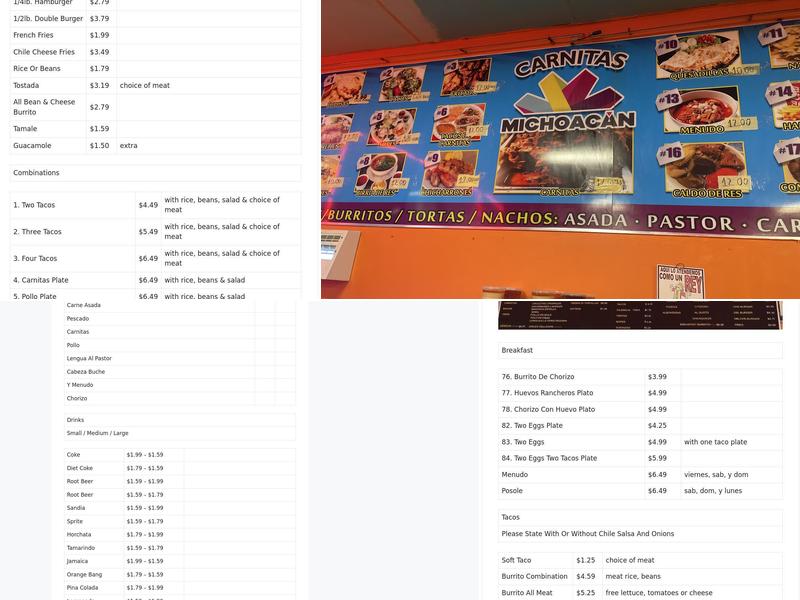 Carnitas michoacan Menu