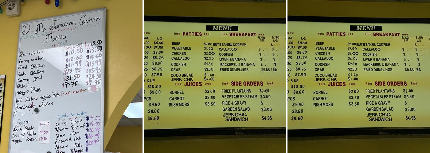 Carnival Jamerican Eats Menu