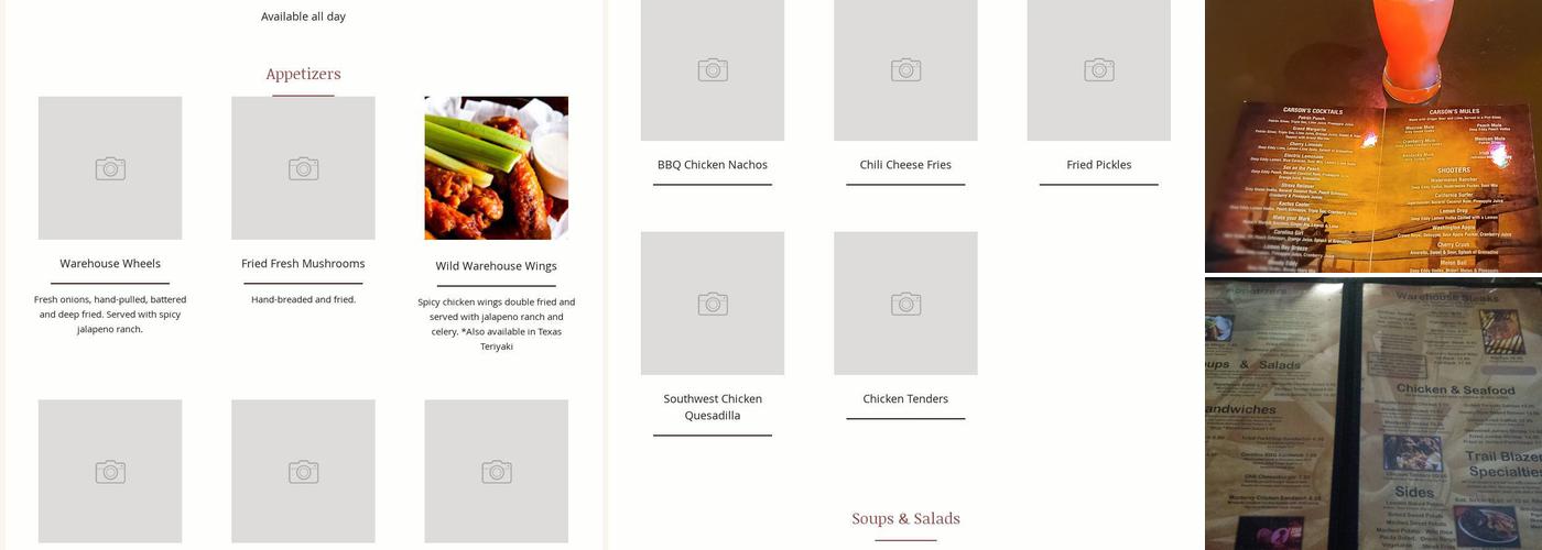 Carson's Steak Warehouse Menu