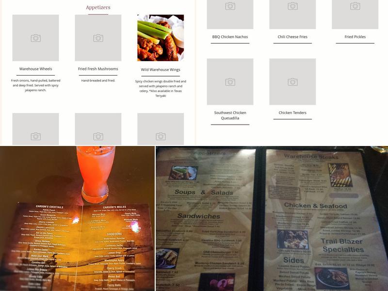 Carson's Steak Warehouse Menu