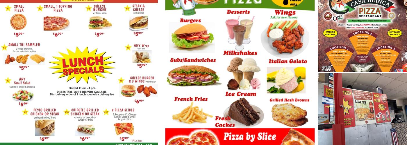 Casa Bianca Pizza Ansonia Menu