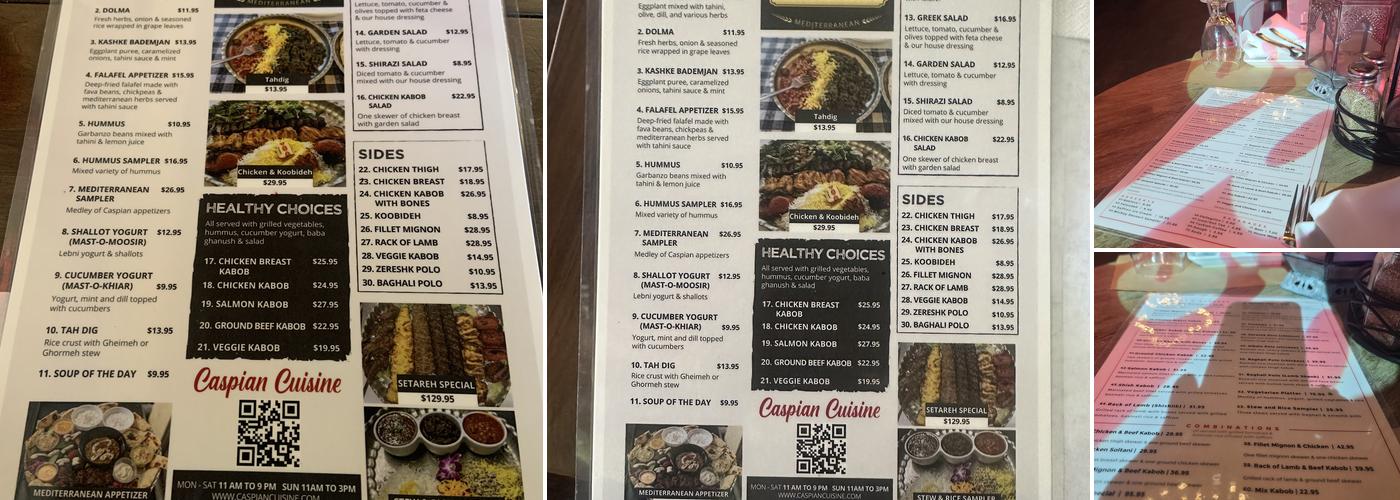 Caspian Cuisine Menu