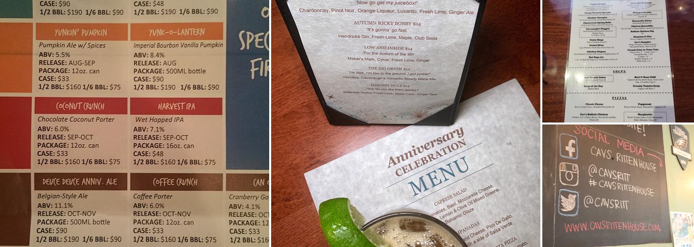 Cavanaugh's Rittenhouse Menu