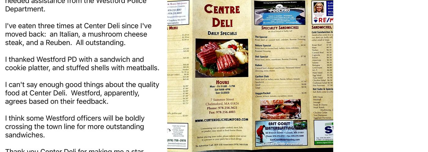 Centre Deli Menu