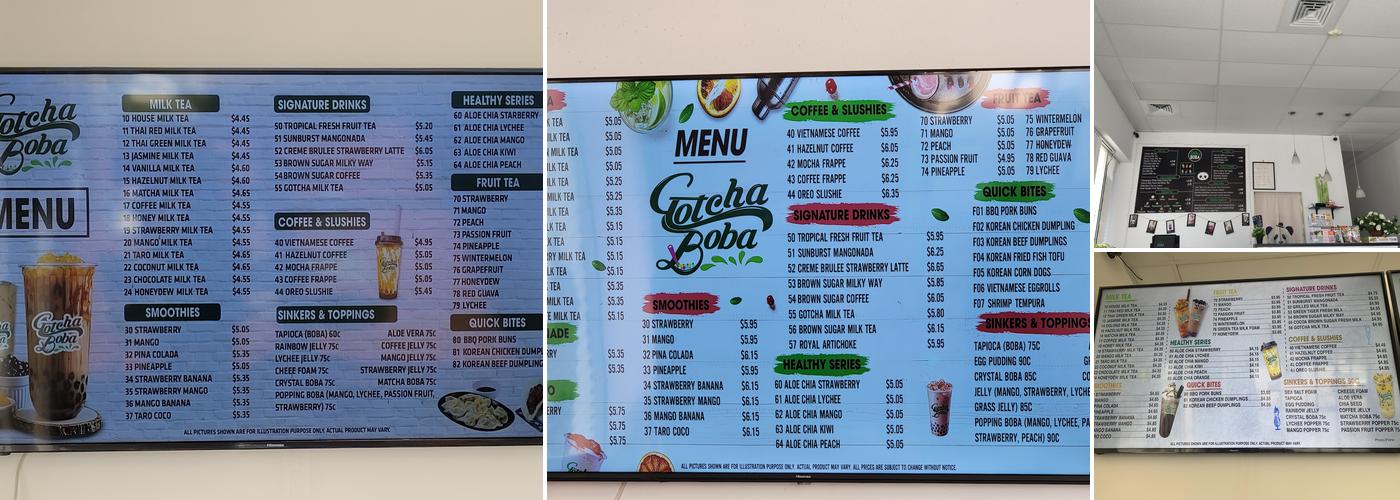 Gotcha Boba Menu