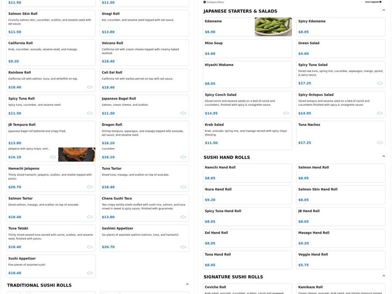 Chana Thai Kitchen Menu