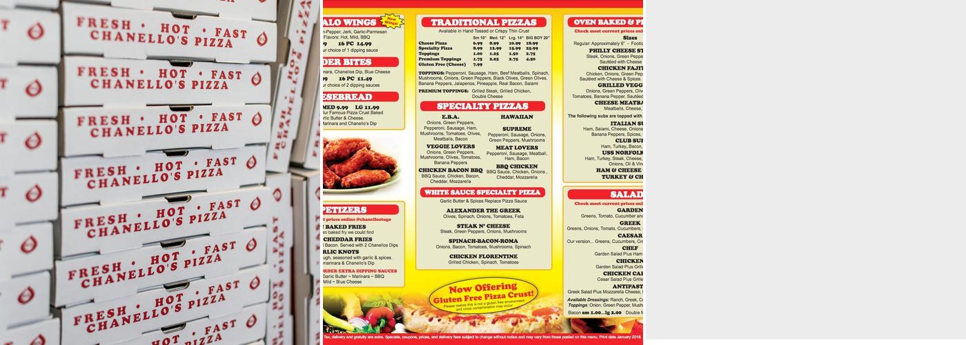 Chanello's Pizza Menu