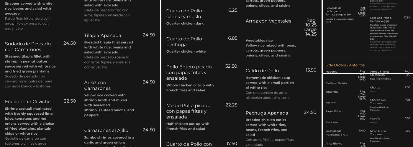 Charcoal Chicken Menu