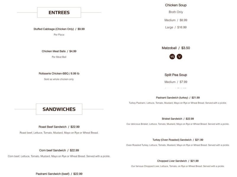 Charlie's Kosher Delicatessen Menu