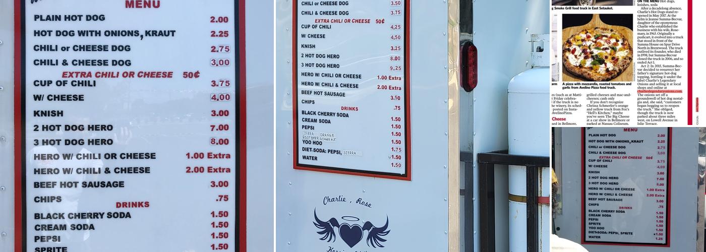 Charlie's Legendary Hot Dogs & Onions LLC Menu