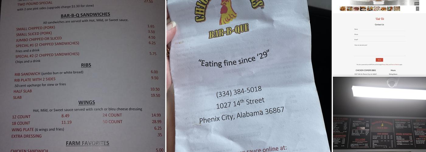 Chicken Comers Bar-B-Que Menu