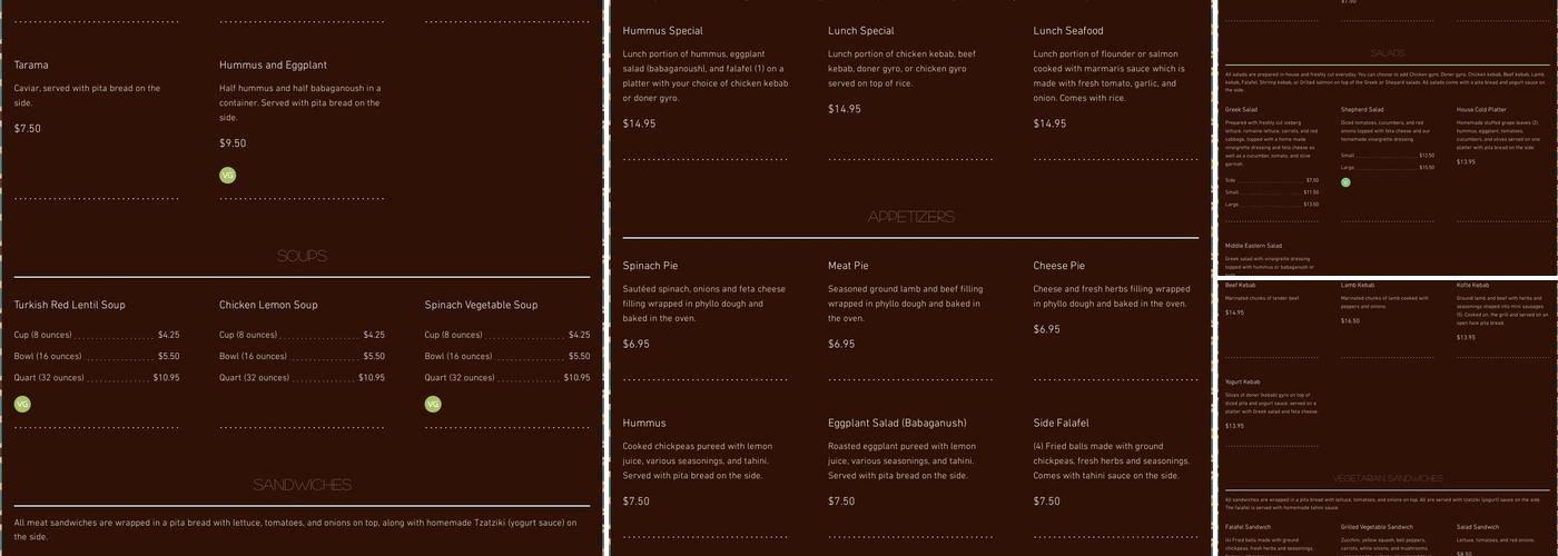 Chicken Kebab Mediterranean Menu