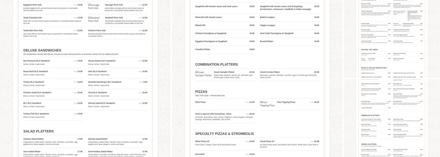 Chris's Charcoal Pit Menu