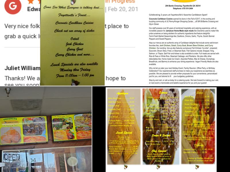 Coconuts Caribbean Cuisine Menu