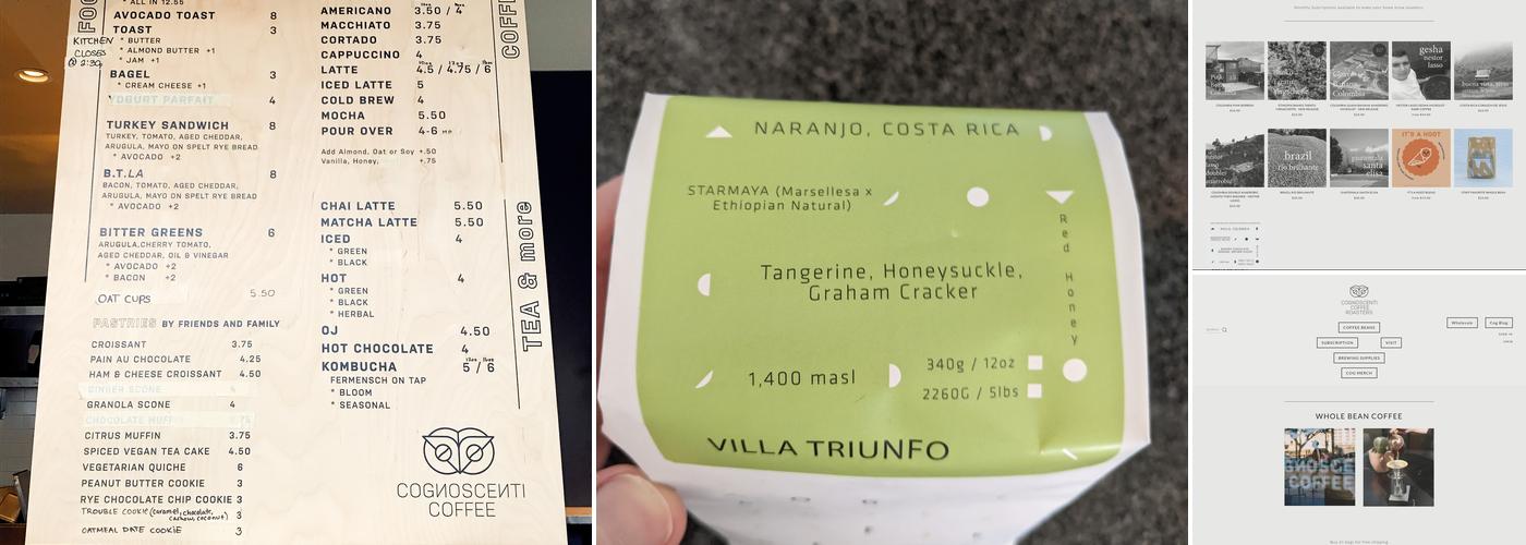 Cognoscenti Coffee - DTLA Menu