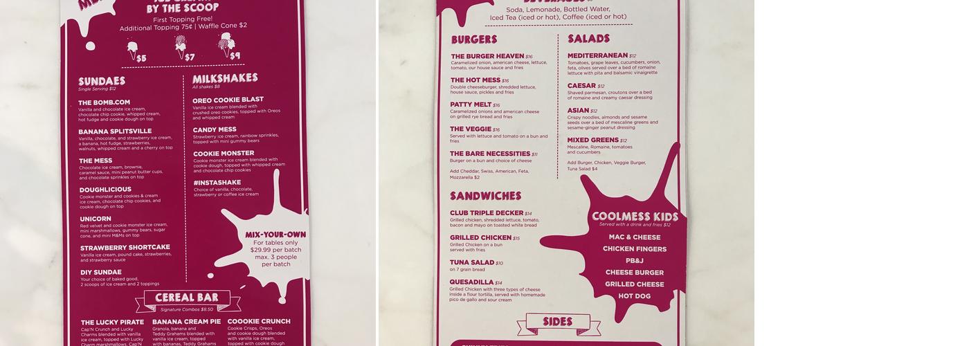 CoolMess Long Island Menu