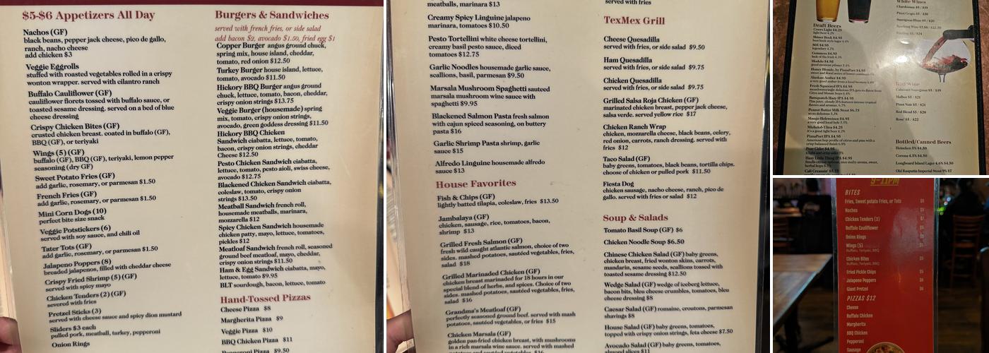 Copper Still Grill Menu