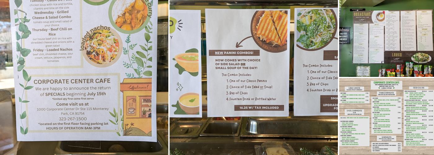 Corporate Center Cafe Menu