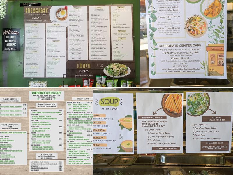 Corporate Center Cafe Menu