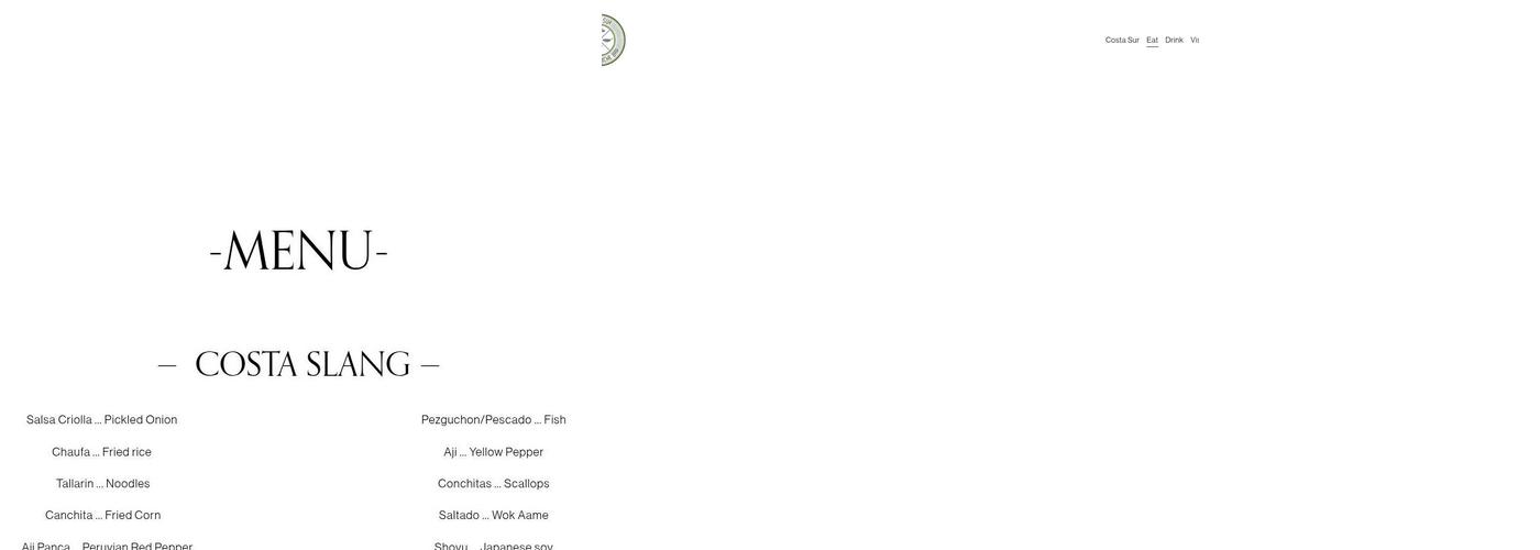 Costa Sur Wok & Ceviche Bar Menu