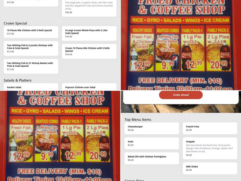 Crown Fried Chicken and pizza shop Menu