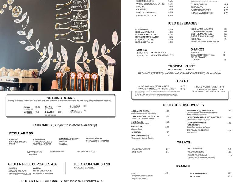 Cupcakes & Bubbles Menu