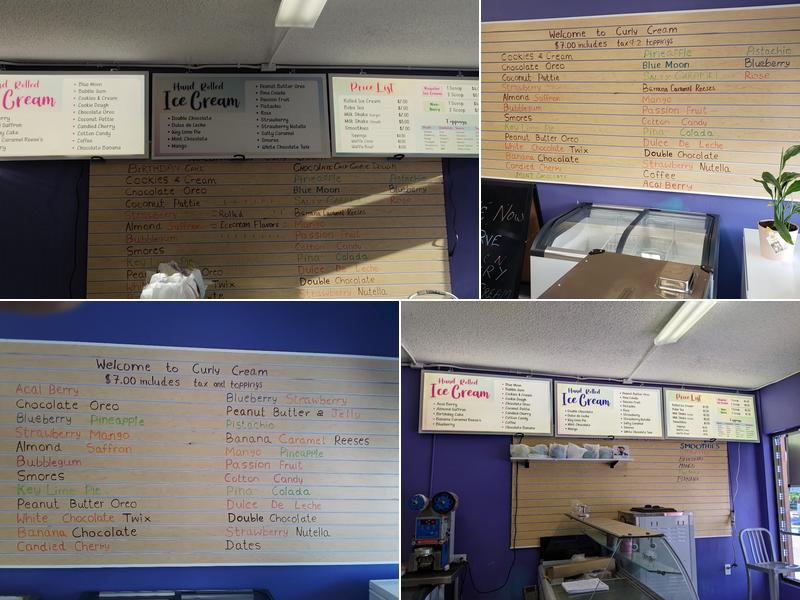 CURLY CREAM Hand Rolled Icecream Menu