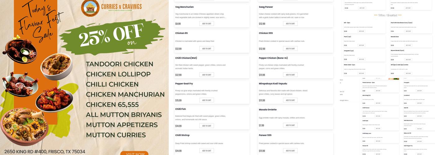 Curries N Cravings Menu