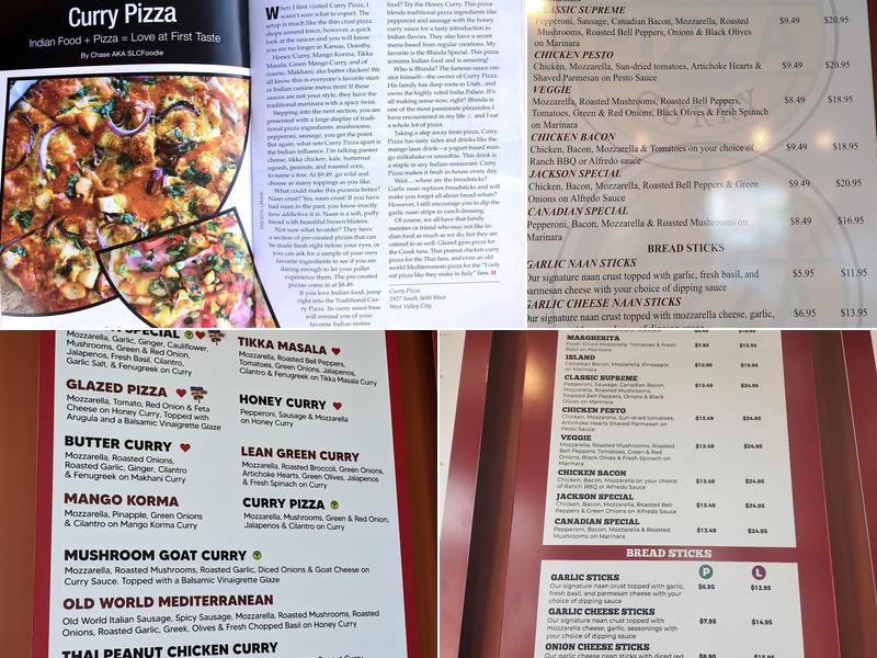 Curry Pizza Menu