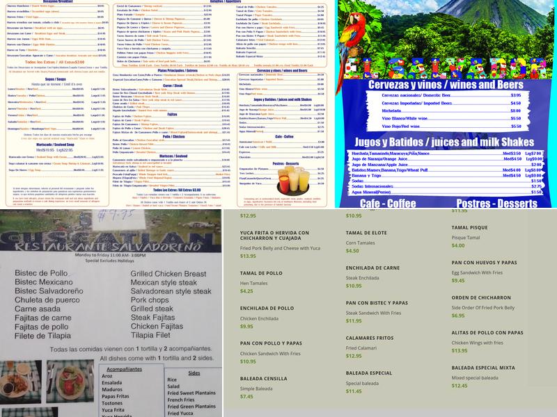 Cuscatlan Restaurant Menu