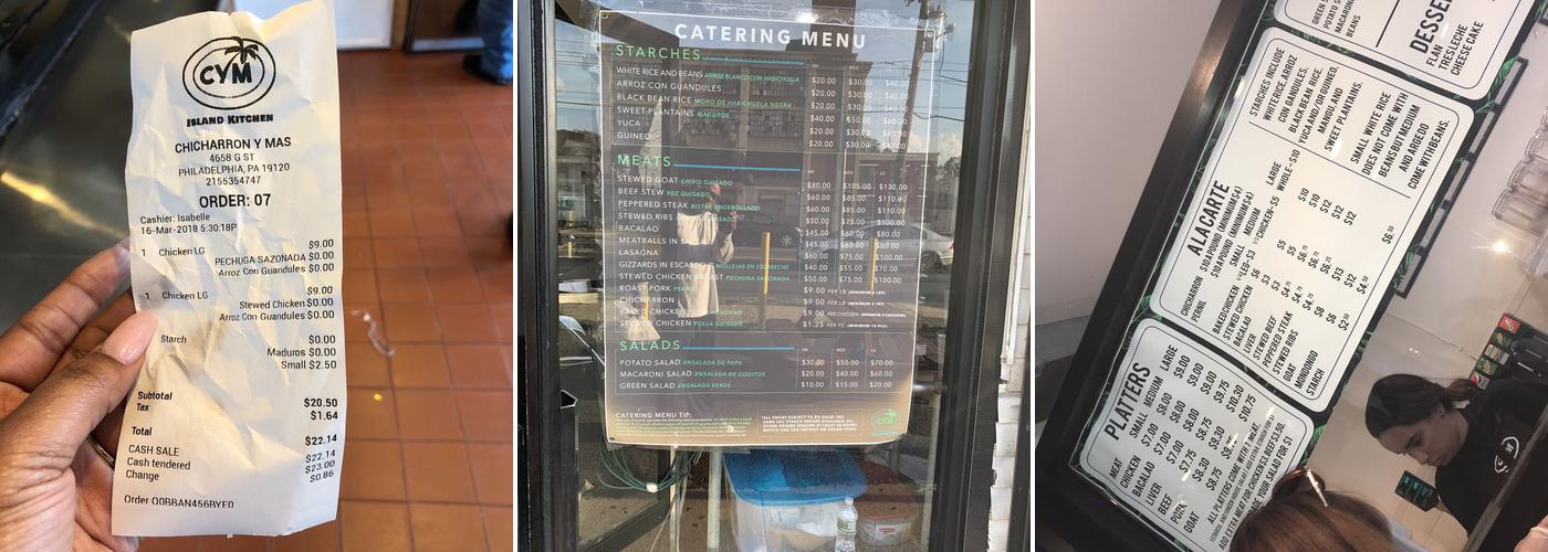 CYM Island Kitchen Menu