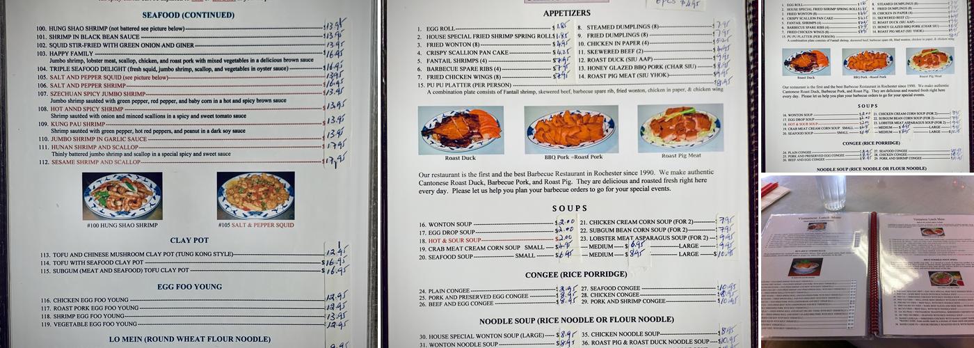 Dac Hoa Menu