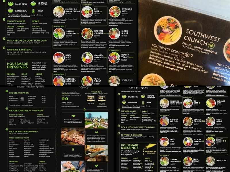 DICED Salads, Wraps & Bowls - West Cary Menu