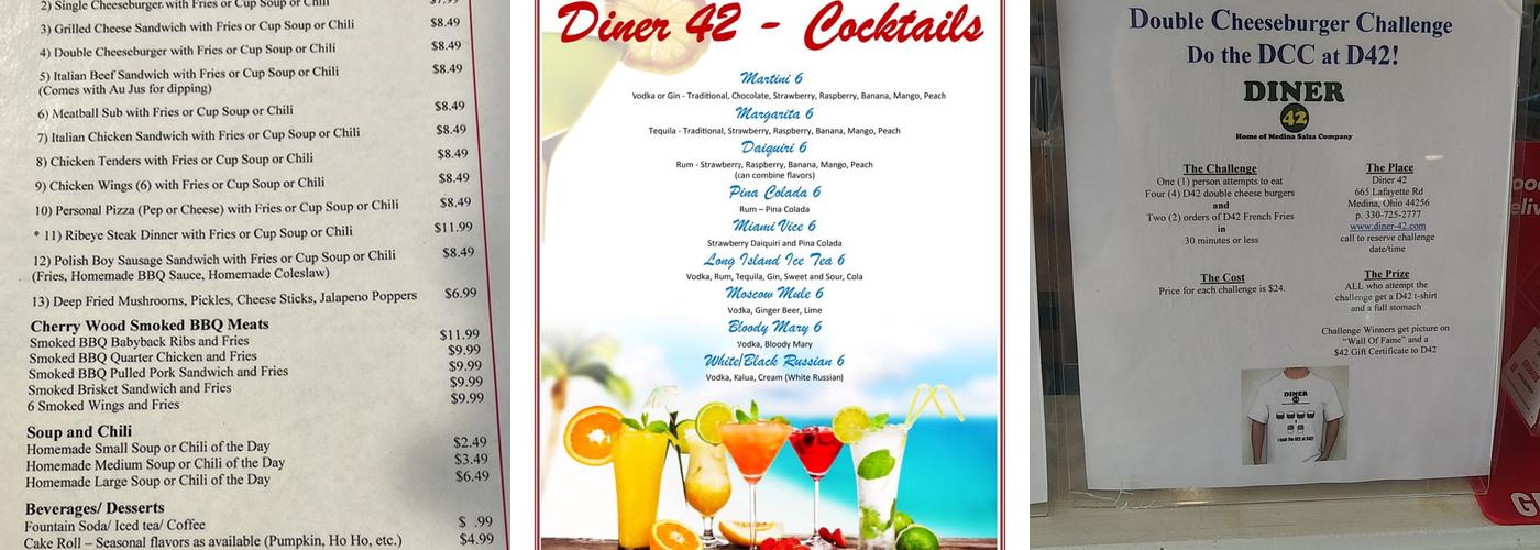Diner 42 Menu