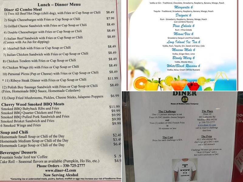 Diner 42 Menu