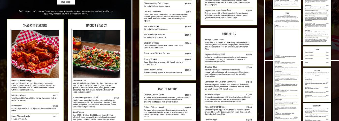 District Eat & Play Menu