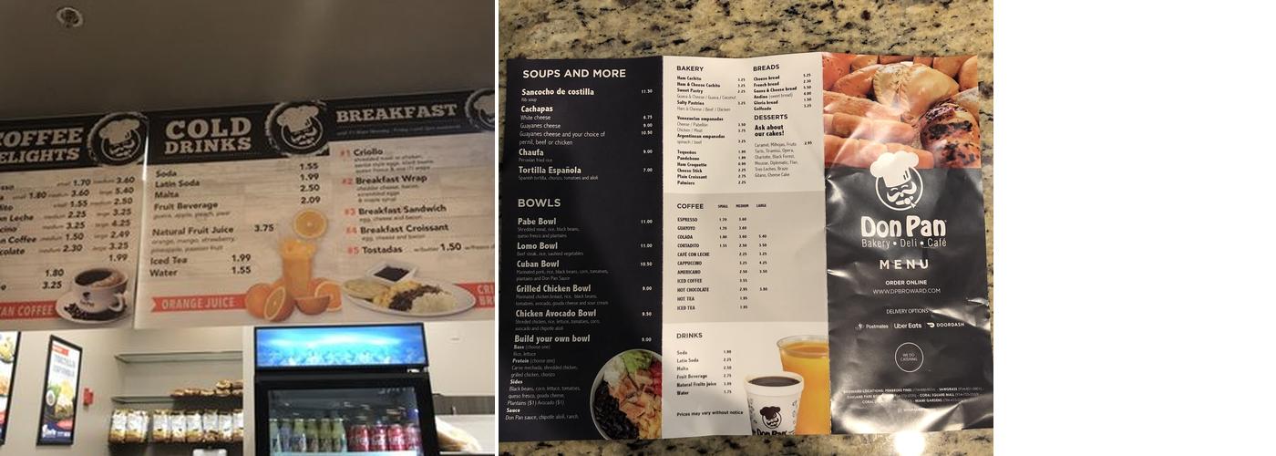 Don Pan Menu