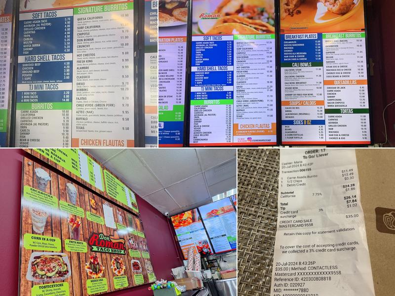 Don Roman Taco Shop Menu