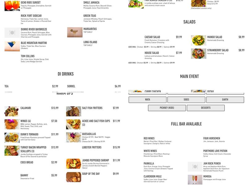Dunns River Island Cafe Hallandale Beach Menu