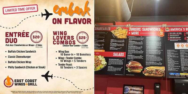 East Coast Wings + Grill Menu