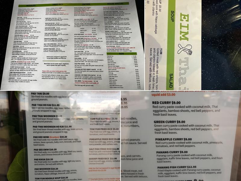 Eim Thai Menu