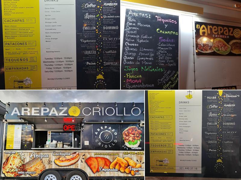 Arepazo Criollo Menu