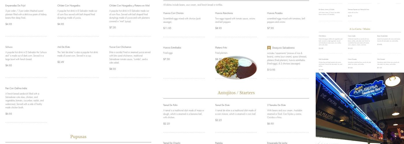 El Pueblo Pupusería & Restaurante Menu