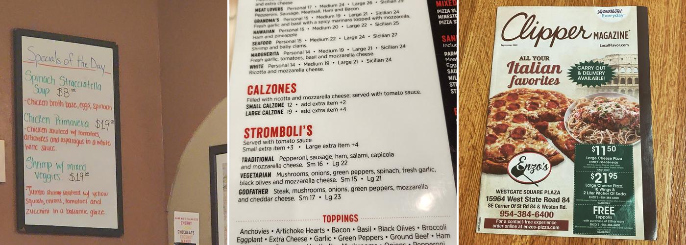 Enzo's Menu