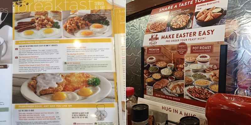 Bob Evans Menu