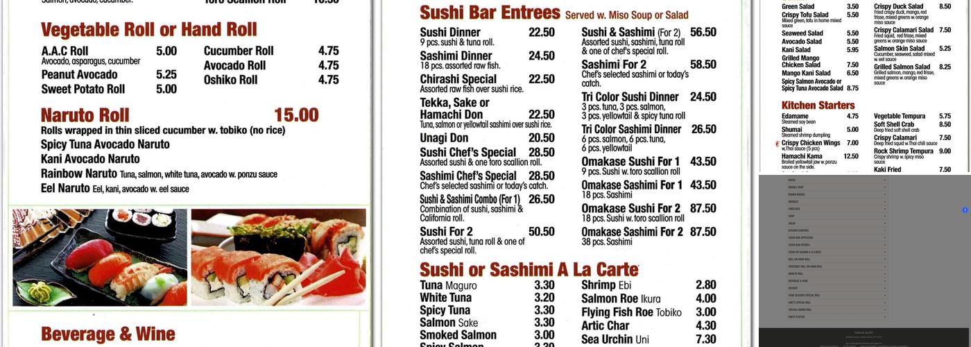 Island Sushi Menu
