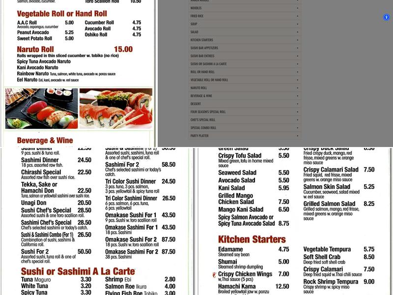 Island Sushi Menu